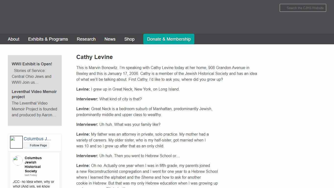 Cathy Levine – The Columbus Jewish Historical Society