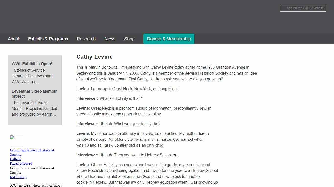 Cathy Levine – The Columbus Jewish Historical Society